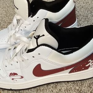 Jordan White Red and Black Low-Top Sneakers